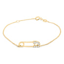 10K Yellow Gold 1/10 Cttw Diamond Paperclip Charm Adjustable Link Bracelet  (I-J Color, I1-I2 Clarity) - 7.25 Inch-1