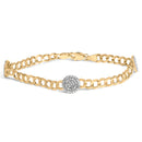 14K Yellow Gold 5/8 Cttw Diamond Cluster Curb Chain Bracelet-1