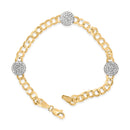 14K Yellow Gold 5/8 Cttw Diamond Cluster Curb Chain Bracelet-3
