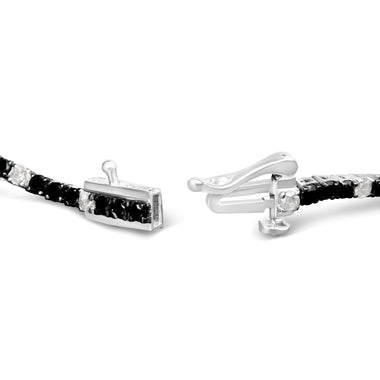 .925 Sterling Silver 3.0 Cttw Black and White Diamond Tennis Bracelet (I-J Color, I2-I3 Clarity) - 7.25" Inches - 0