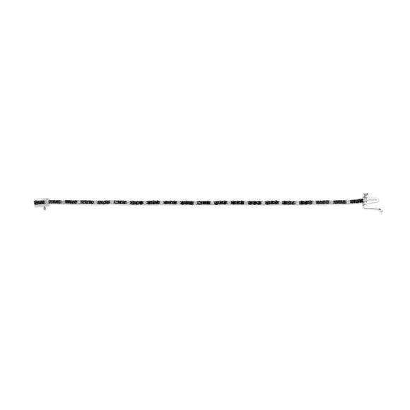 .925 Sterling Silver 3.0 Cttw Black and White Diamond Tennis Bracelet (I-J Color, I2-I3 Clarity) - 7.25" Inches