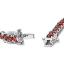 .925 Sterling Silver 10.0 Cttw Created Orange Garnet Tennis Bracelet - 7.25"-5