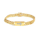 14K Yellow Gold Plated .925 Sterling Silver Diamond Accent Inlaid Cross Cuban Link Bracelet (I-J Color, I3 Clarity)-  7.25"-1