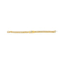 14K Yellow Gold Plated .925 Sterling Silver Diamond Accent Inlaid Cross Cuban Link Bracelet (I-J Color, I3 Clarity)-  7.25"-3