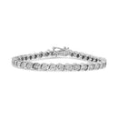 14K White Gold 1.00 Cttw Lab Grown Diamond Round Miracle Plate and "S" Link Tennis Bracelet (F-G Color, VS2-SI1 Clarity) Size 7"-6