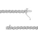 14K White Gold 1.00 Cttw Lab Grown Diamond Round Miracle Plate and "S" Link Tennis Bracelet (F-G Color, VS2-SI1 Clarity) Size 7"-8