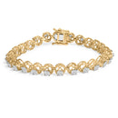 14K Yellow Gold Plated .925 Sterling Silver 3 9/10 Cttw Diamond Buttercup Style Tennis Bracelet-1