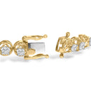 14K Yellow Gold Plated .925 Sterling Silver 3 9/10 Cttw Diamond Buttercup Style Tennis Bracelet-2