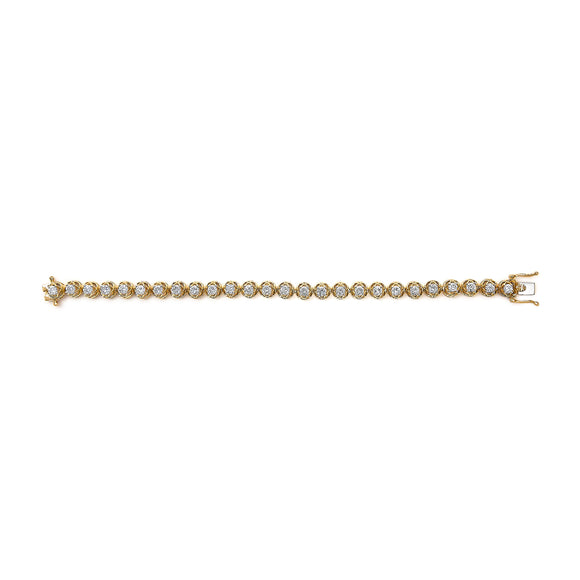 14K Yellow Gold Plated .925 Sterling Silver 3 9/10 Cttw Diamond Buttercup Style Tennis Bracelet