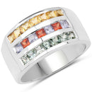 1.69 Carat Genuine Multi Sapphire .925 Sterling Silver Ring-1