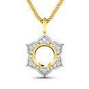 0.14 Carat Genuine White Diamond 14K Yellow Gold Semi Mount Pendant - holds 8.00mm Round Gemstone-1