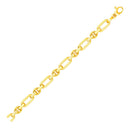 14k Yellow Gold Polished and Textured Link Bracelet-2