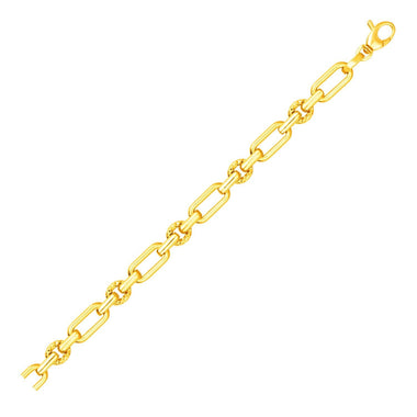 14k Yellow Gold Polished and Textured Link Bracelet - 0