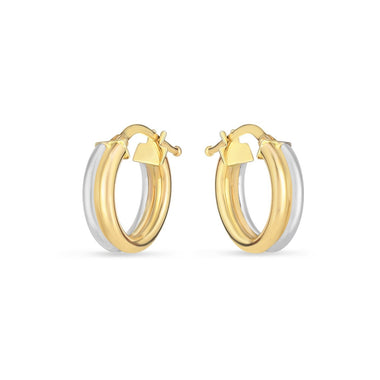 14k Two Tone Gold Double Round Hoops - 0
