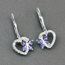 0.50 Carat Genuine Tanzanite and Created White Sapphire .925 Sterling Silver Earrings-4