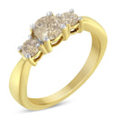 10K Yellow Gold Three Stone Diamond Band Ring (1.00 cttw, J-K Color, I2-I3 Clarity)-4