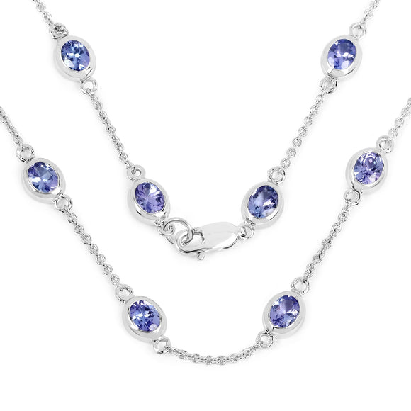 5.94 Carat Genuine Tanzanite .925 Sterling Silver Necklace