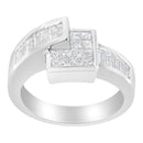 14K White Gold Princess and Baguette-cut Diamond Ring (1 1/3 Cttw, G-H Color, SI2-I1 Clarity) - Size 6-3/4-4