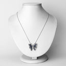 2.94 Carat Genuine Blue Sapphire and White Zircon .925 Sterling Silver Necklace-2