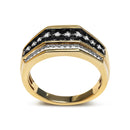 Men's 14K Yellow Gold Plated .925 Sterling Silver 1 1/2 Cttw White and Black Treated Diamond Cluster Ring (Black / I-J Color, I2-I3 Clarity) - Size 10-2