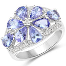 3.24 Carat Genuine Tanzanite and White Topaz .925 Sterling Silver Ring-1