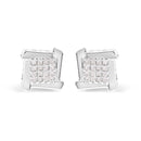 10K White Gold 1/2 Cttw Composite  Princess Diamond Square and Swirl Stud Earrings (I-J Color, I1-I2 Clarity)-1