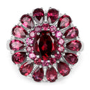6.19 Carat Genuine Rhodolite and White Topaz .925 Sterling Silver Ring-3