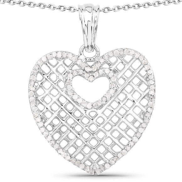 0.52 Carat Genuine White Diamond .925 Sterling Silver Pendant
