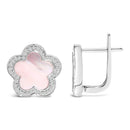 14K White Gold Mother of Pearl and 1/5 Cttw Diamond Halo Star Stud Earrings-3
