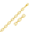 11.0mm 14k Yellow Gold Puffed Mariner Link Bracelet-4