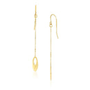 14k Yellow Gold Cutout Oval Chain Dangling Earrings-1