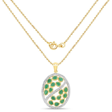 2.24 Carat Genuine Emerald .925 Sterling Silver Pendant - 0