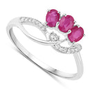 0.71 Carat Genuine Ruby and White Diamond 14K White Gold Ring-2