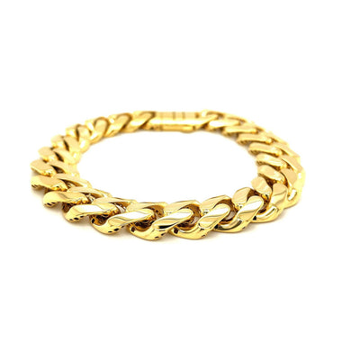 14k Yellow Gold 8 1/2 inch Wide Polished Curb Chain Bracelet - 0