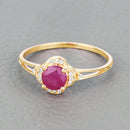 0.59 Carat Genuine Ruby and White Diamond 14K Yellow Gold Ring-4