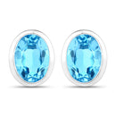 4.00 Carat Genuine Swiss Blue Topaz .925 Sterling Silver Earrings-1