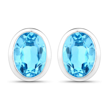 4.00 Carat Genuine Swiss Blue Topaz .925 Sterling Silver Earrings