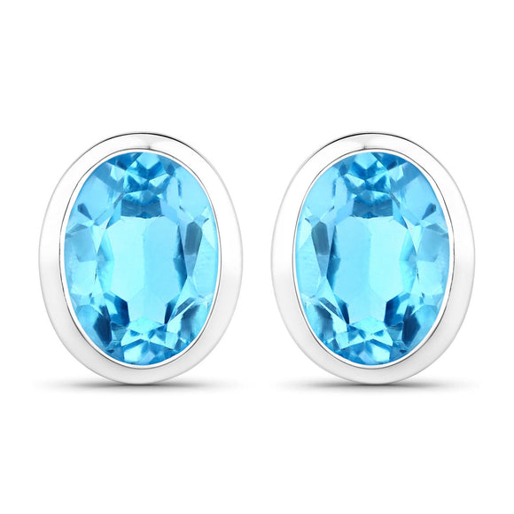4.00 Carat Genuine Swiss Blue Topaz .925 Sterling Silver Earrings