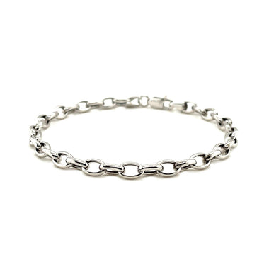 4.6mm 14k White Gold Oval Rolo Bracelet - 0