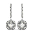 14k White Gold Double Halo Cushion Outer Shaped Diamond  Earrings (3/4 cttw)-1