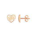 14K Rose Gold High Polish Scribble Heart Stud Earrings-1