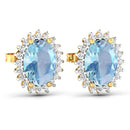 2.36 Carat Genuine Aquamarine and White Diamond 14K Yellow Gold Earrings-3