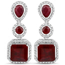 11.34 Carat Dyed Ruby .925 Sterling Silver Earrings-1
