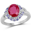 4.03 Carat Genuine Glass Filled Ruby & Tanzanite .925 Sterling Silver Ring-1