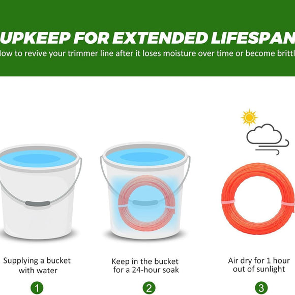 Hipa .095 inch x 15 Meter 2.4mm Commercial Round Twist String Trimmer Line for Stihl Echo Husqvarna Poulan Craftsman Grass Weed eater