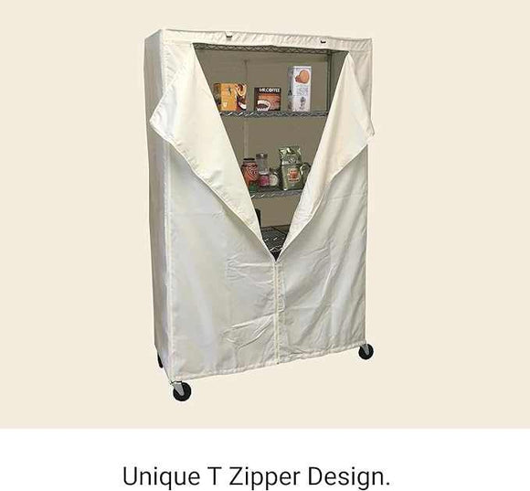 Storage Shelving Unit Cover, fits racks 36"W x 18"D x 72"H in Off White