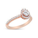 18K Rose Gold 1/2 Cttw Composite Marquise Composite Diamond Oval Shaped Halo Engagement Ring (F-G Color, VS1-VS2 Clarity) - Ring Size 7-4