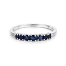 0.45 Carat Genuine Blue Sapphire and White Diamond 14K White Gold Ring-3