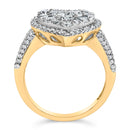 14K Yellow Gold 1 1/2 Cttw Diamond Heart Shaped Composite Ring (H-I Color, SI2-I1 Clarity) - Ring Size 7-5