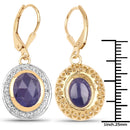 14K Yellow Gold Plated 7.42 Carat Genuine Tanzanite and White Topaz .925 Sterling Silver Earrings-3